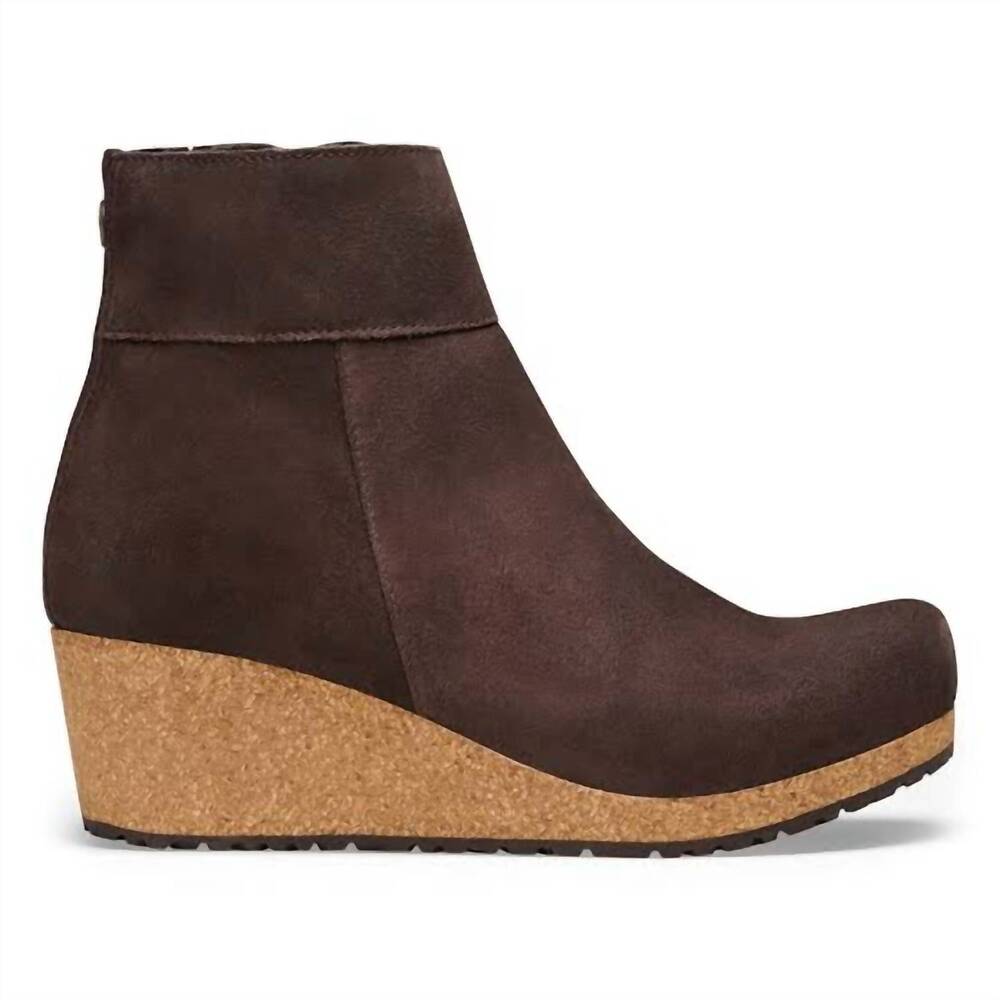 NEW BIRKENSTOCK women's ebba wedge bootie in roast